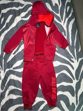 Nike Kids' Red 'Just Do It' Hoodie & Jogger Set
